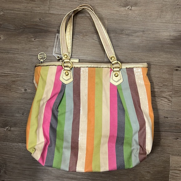 Vintage Coach Poppy Heritage Legacy Stripe Tote/Satchel Bag - Picture 11 of 16